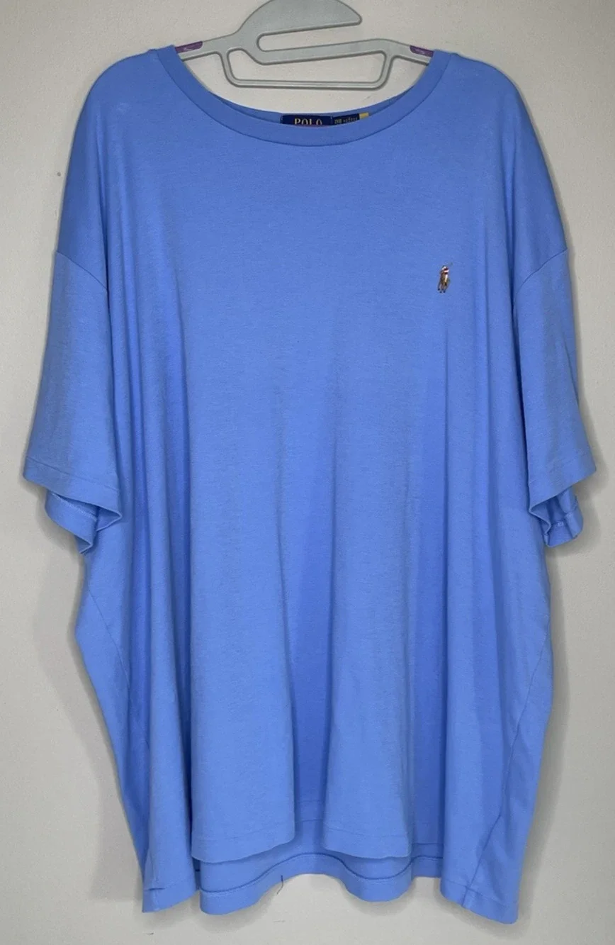 Polo Ralph Lauren Men's 2XB Light Blue Crewneck T Shirt Short Sleeve Pony Logo